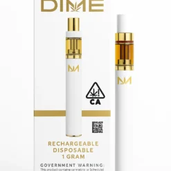 Dime Carts Skywalker OG – 500mg Authentic Vape Pen with Compliance Packaging Dime Carts Skywalker OG 500mg vape pen with retail packaging on white background, featuring compliance labels, THC content, and lab test badge.