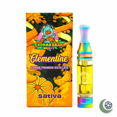 Buy Buddah Bear Clementine Vape Cartridge – Lab-Tested Sativa THC Oil with Moonrock Branding