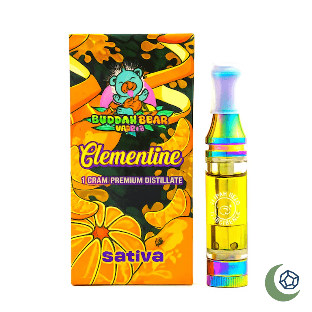Buy Buddah Bear Clementine Vape Cartridge – Lab-Tested Sativa THC Oil with Moonrock Branding
