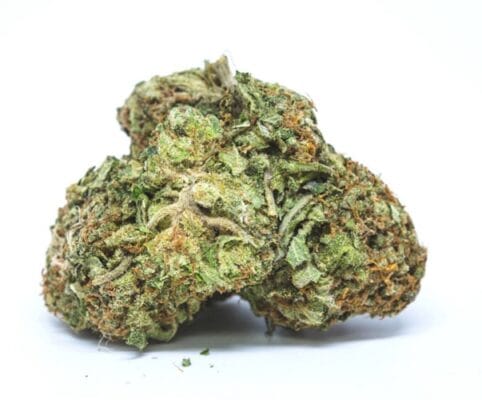 Close-up of Moonrock OG Kush Hybrid Strain Frosty Cannabis Flower