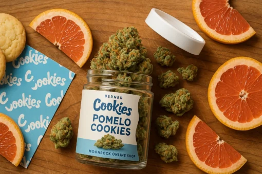 Berner Cookies Pomelo Hybrid Packaging Order Berner Pomelo Cookies in Child-Resistant Glass Jar | Moonrock Online Shop