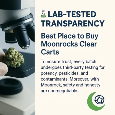 buy moonrocks clear carts | Lab Tested vape oil Lab-tested Moonrocks Clear Cart vape cartridge under microscope - tropical flavor THC oil visible in transparent tank with terpene diamonds, safety verified at MoonrockOnlineShop
