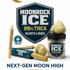 moonrock-ice-99-thca-next-gen-moon-high-banner-moonrock-online-shop Moonrock Online Shop Moonrock Ice 99% THCA blunts and nugs banner with gold logo and ‘Next-Gen Moon High’ tagline.