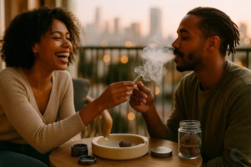 Pink Rozay Cookies Lifestyle Experience Enjoying Premium Rozay Strain - Relaxing Sunset Session | Moonrock Online Shop