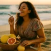 Enjoying Pomelo Cookies Pre-Roll Outdoors pomelo-cookies-strain-effects-lifestyle-beach