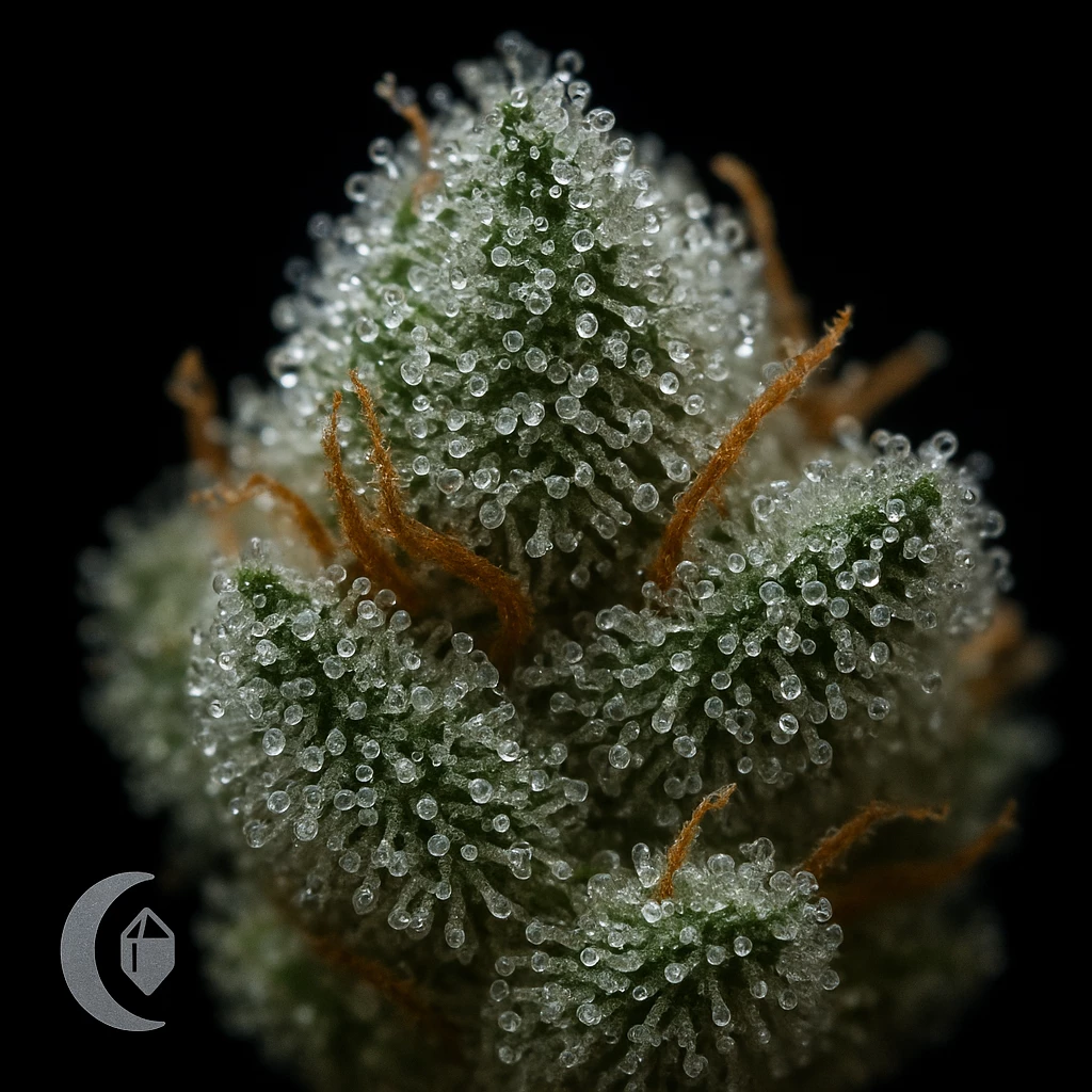 High THC Sun Rocks 30% THC Macro View - Frosted Trichomes - Moonrock Online Shop