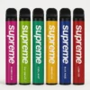 Supreme Disposable Vapes – Assorted Flavors (Studio Pack, 6 Colors) Six Supreme disposable vapes in assorted colors and flavors on a white studio background.