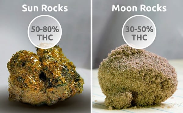 Sunrocks vs moonrocks infused cannabis flower potency comparison