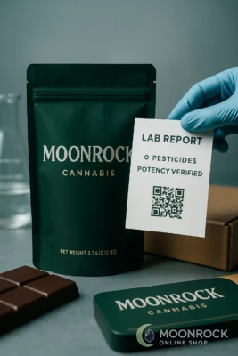 Lab-tested CBD THC edibles: QR code for potency and safety verification