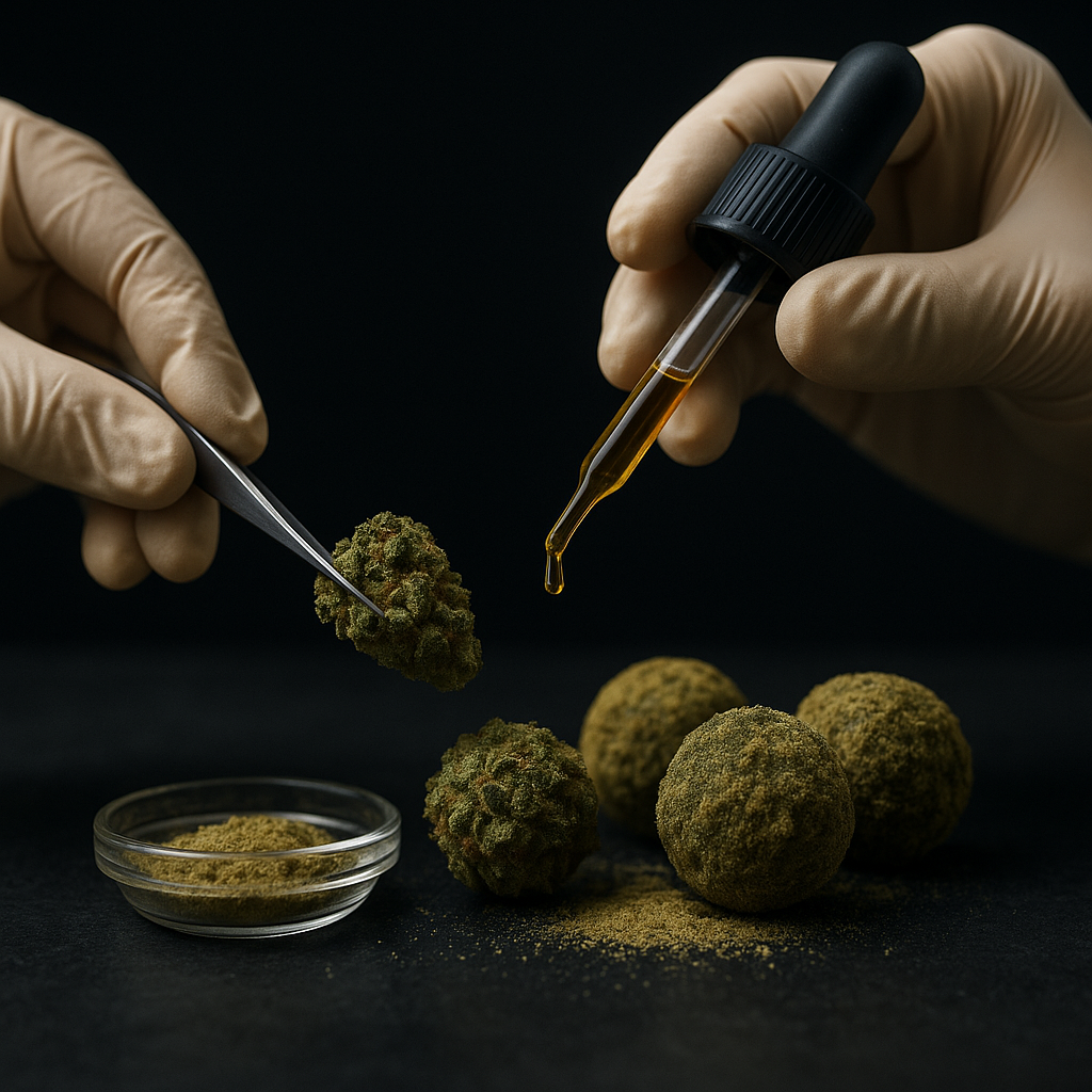 Handcrafted moonrocks being infused with THC oil and kief
