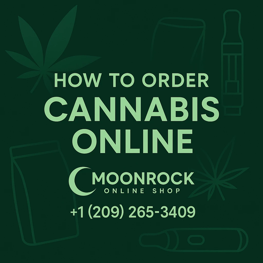 Moonrock Online Shop logo featuring a sage-green crescent moon and navy geometric rock icon with accompanying text