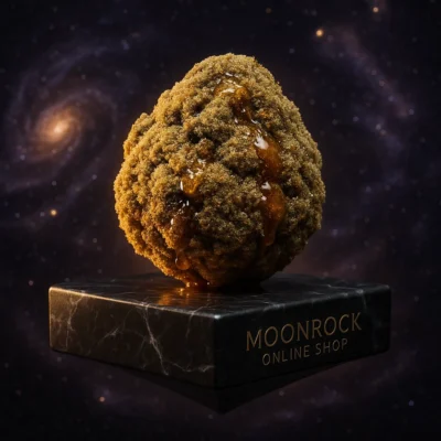 AAA Premium Moon Rock Cannabis Nugget Glowing in Space – High-THC Coated in Kief & Resin