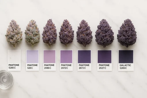 Granddaddy Purple Color Range (Pantone PMS 5265C-669C) | Moonrock Genetics Premium Granddaddy Purple Indica Strain Color Spectrum | Moonrock Cultivars