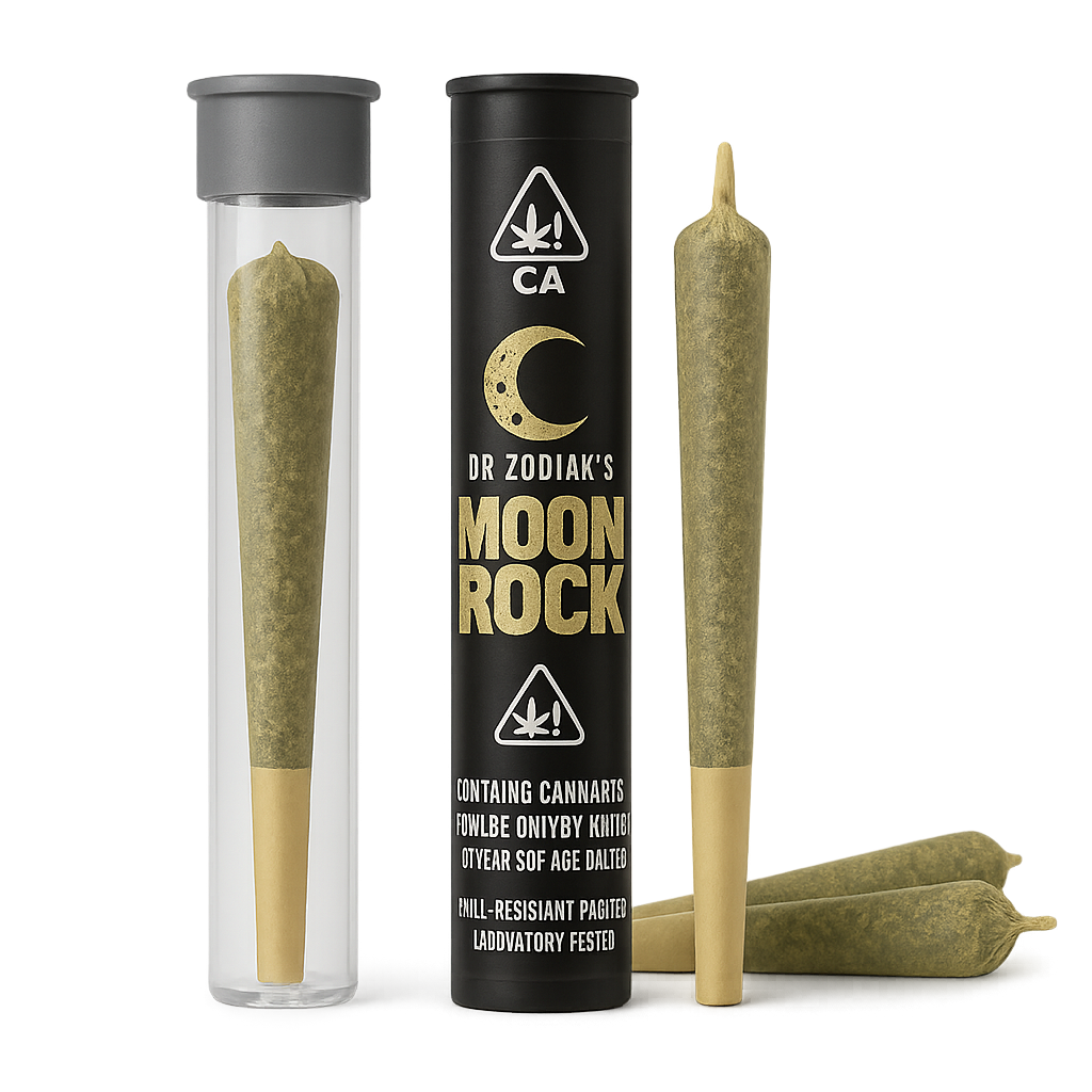 Moonrock Pre-roll in California-compliant packaging. Weed Delivery Los Angeles