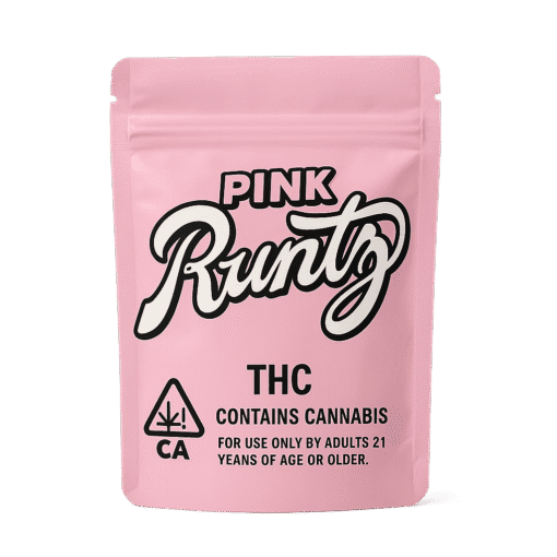 Pink Runtz Hybrid Strain Pink Runtz strain in California-compliant packaging