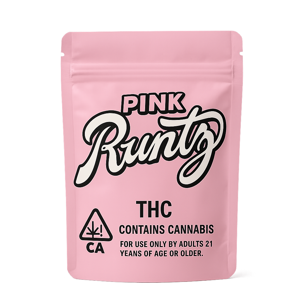 Pink Runtz in California-compliant packaging, Weed Delivery Los Angeles