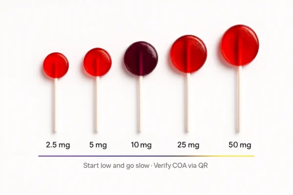 THC lollipop dose ladder 2.5–50 mg — CA-compliant — Moonrock Online Shop