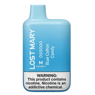 Lost Mary OS5000 Blue Cotton Candy disposable vape product photo with transparent background — Moonrock Online Shop