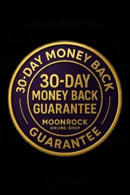 30-Day Money Back Guarantee badge for Moonrock High Potency CBD Capsules 50mg, ensuring customer trust and secure purchases.