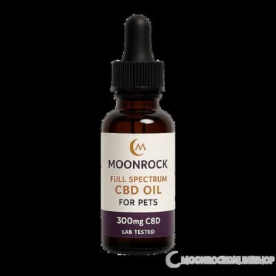 moonrock full spectrum cbd oil for pets amber bottle with dropper and clean label