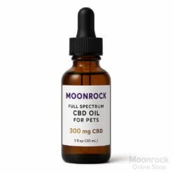 moonrockonline shop cbd oil for pets amber glass dropper bottle of moonrock full spectrum cbd oil for pets on pure white background, studio lighting, sharp focus