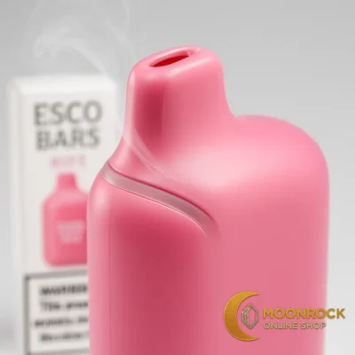 Order Esco Bars Ripe Edition mouthpiece close-up showing leak-resistant seal and smooth airflow design—rechargeable disposable vape—Moonrock Online Shop