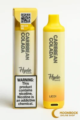 Hyde Edge RAVE Caribbean Colada disposable with box—LED ring and USB-C port—Moonrock Online Shop hero image