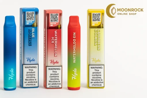 Hyde Edge RAVE – 3-Flavor Lineup (Blue Razz Ice, Watermelon Ice, Caribbean Colada) Three best-seller flavors: Blue Razz Ice, Watermelon Ice, Caribbean Colada. USB-C, LED design, up to 5,000 puffs. 21+ only.