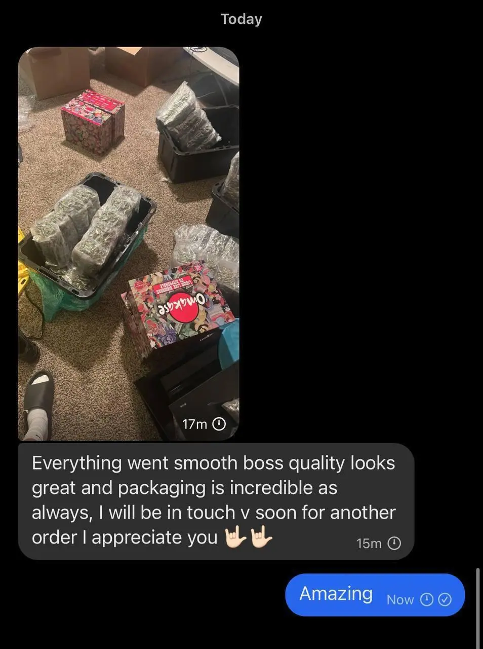 Customer reviewing Moonrock packaging quality