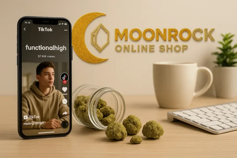 Functional High TikTok trend with Moonrock Online Shop Moon Rocks on a modern desk setup
