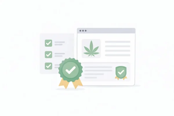 Illustration showing how to choose a licensed cannabis delivery service when ordering cannabis online