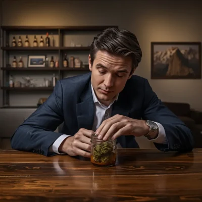 buy sunrocks Denver lifestyle — premium infused cannabis nug in sealed glass jar beside a clean glass pipe