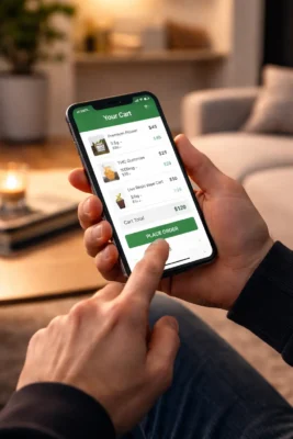 Ordering fast weed delivery online using a smartphone