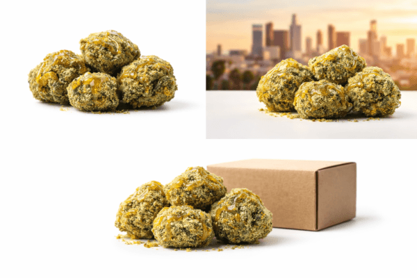 Premium Sunrocks Los Angeles coated in golden kief with fast discreet delivery