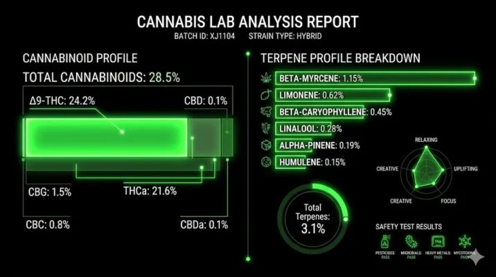 cannabis terpene profile and THC potency chart from lab results