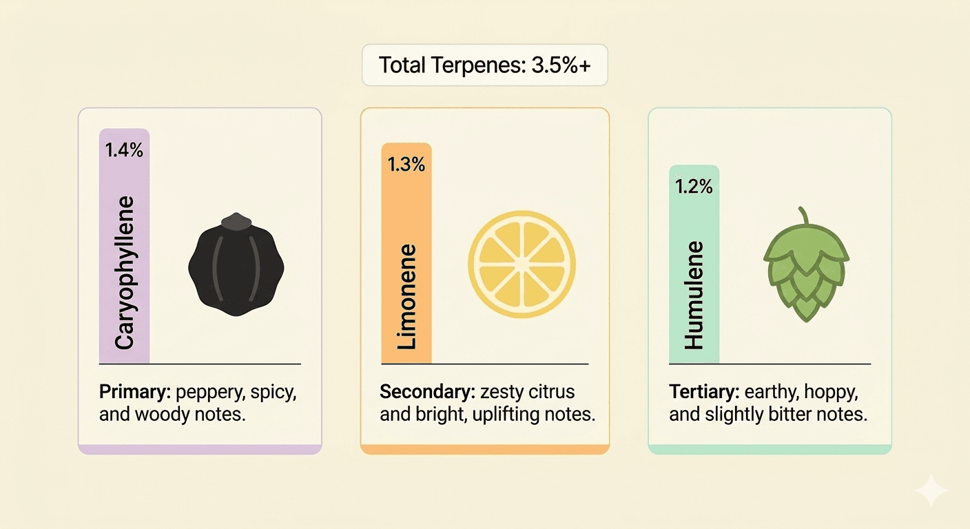 Gelato strain collection — gelato cannabis strains terpene profile featuring caryophyllene, limonene, and humulene