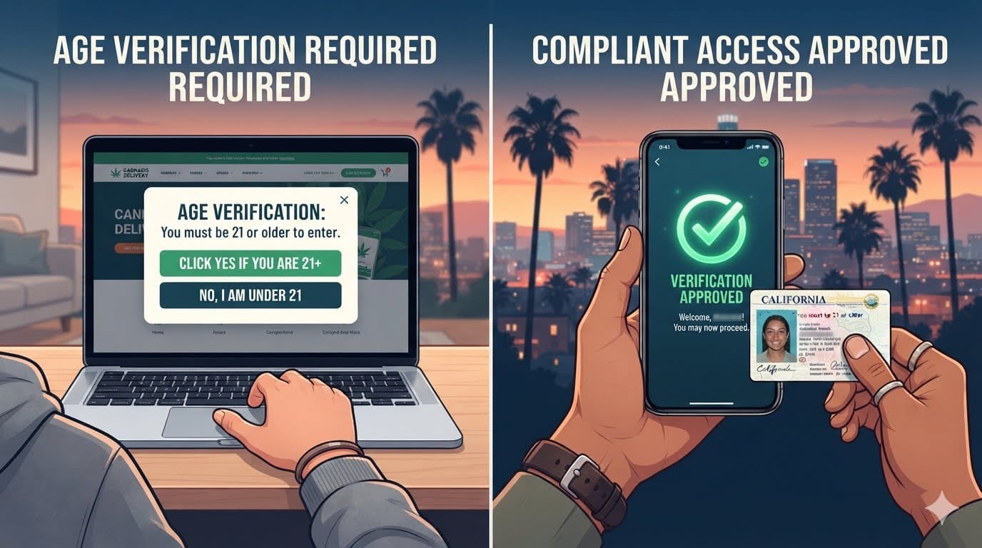 Why age verification matters for online cannabis orders - weak age gate versus proper ID verification
