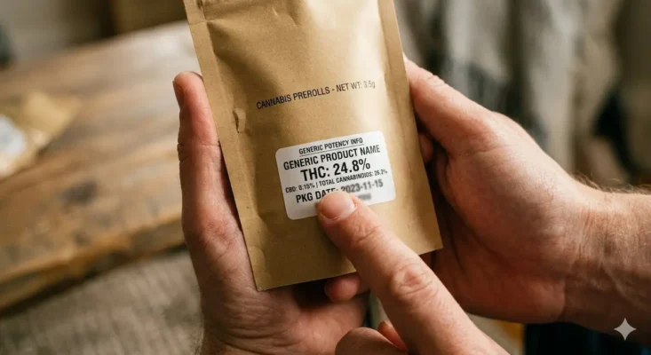 Reading a preroll potency label to understand THC percentage and strength