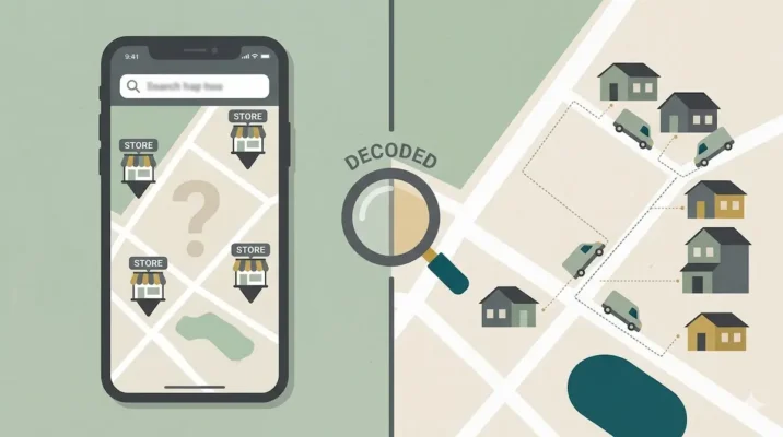 educational diagram decoding a cannabis delivery near me search — map pins miss the licensed cannabis delivery service zones that actually serve your address