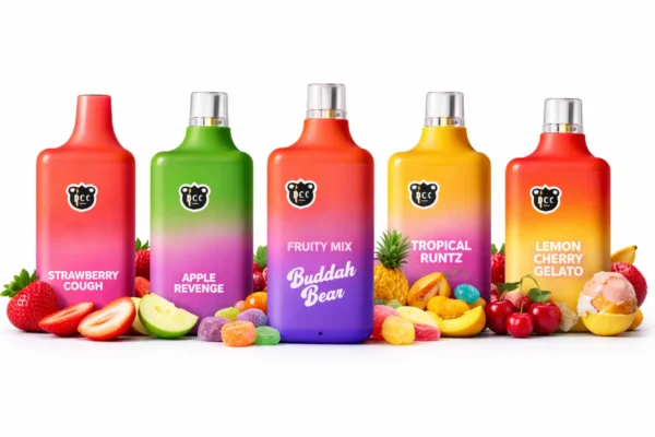 Buddah Bear disposable vape flavors shown in a clean white-background lineup
