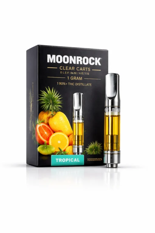 Moonrock Clear Carts 1 gram 90% THC vape cartridge with premium packaging Los Angeles